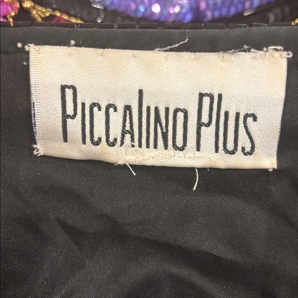 VTG NINA PICCALINO PLUS SILK BLACK MULTICOLOR SEQUINED & BEADED JACKET SZ 3X - Picture 8 of 10